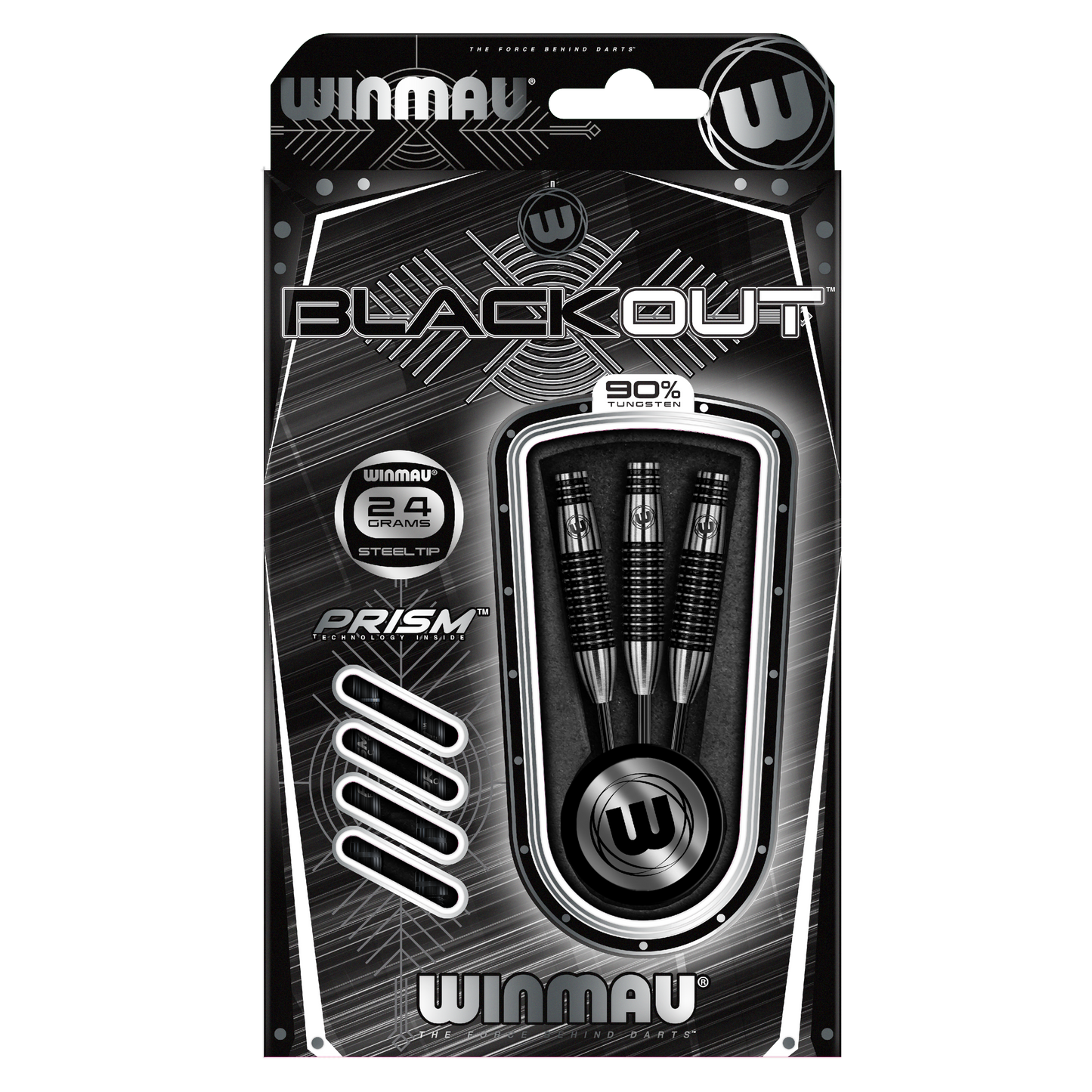 WINMAU - BLACKOUT 90% TUNGSTEN DARTS - TORPEDO BARREL - 24 GRAM