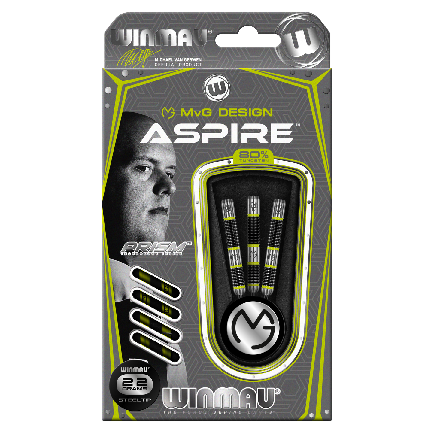 WINMAU - MICHAEL VAN GERWEN - ASPIRE 80% TUNGSTEN DARTS - 22 GRAMS