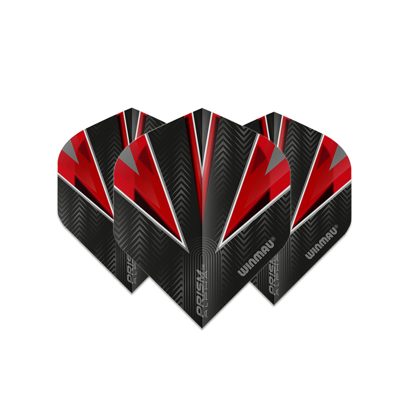 WINMAU - PRISM ALPHA STANDARD FLIGHTS - BLACK, RED & GREY DESIGN - SET OF 3