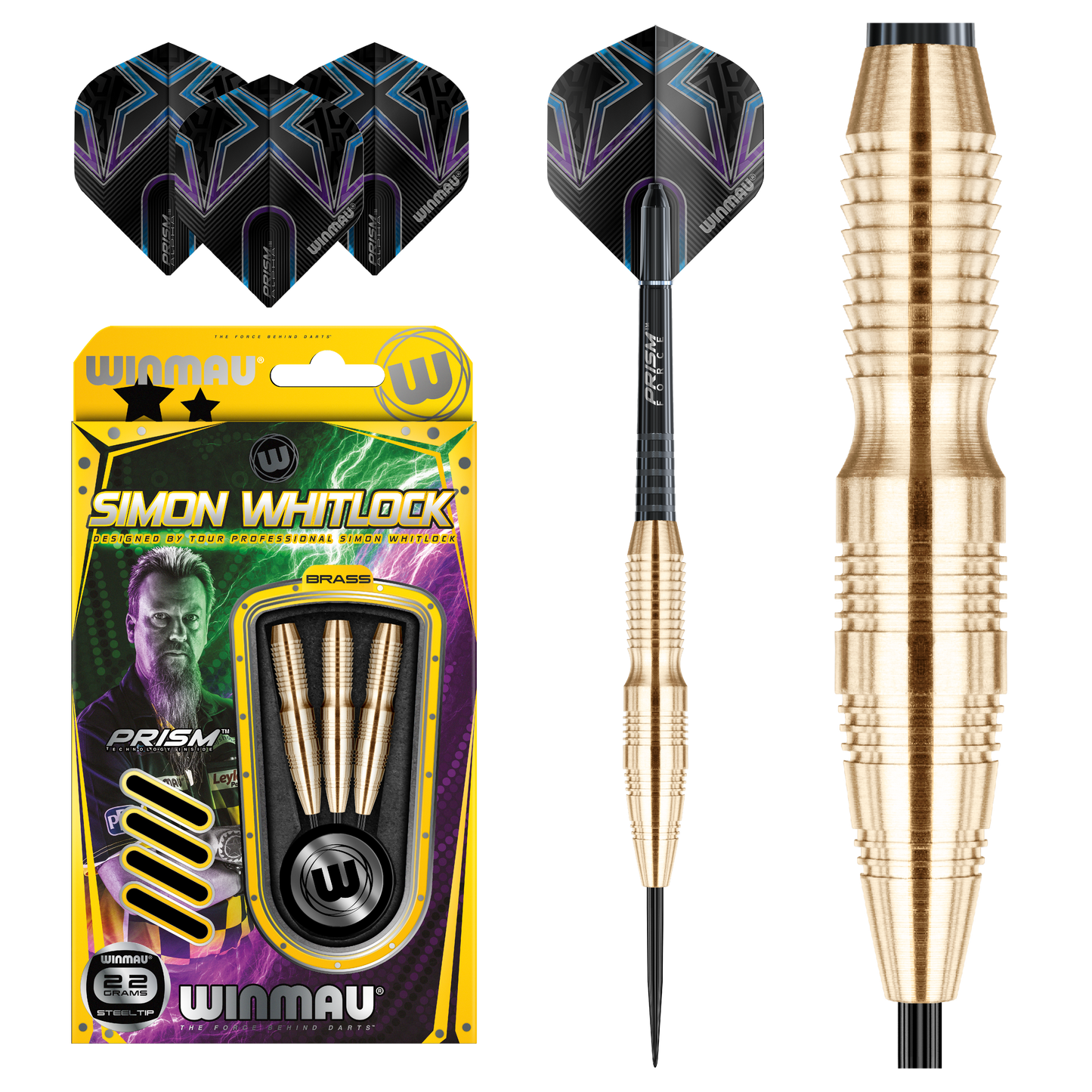 WINMAU - SIMON WHITLOCK - BRASS DARTS - 22 GRAMS