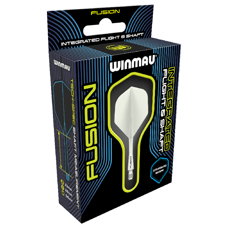 WINMAU - FUSION INTEGRATED FLIGHT & SHAFT - SOLID WHITE - MEDIUM - 34 MM