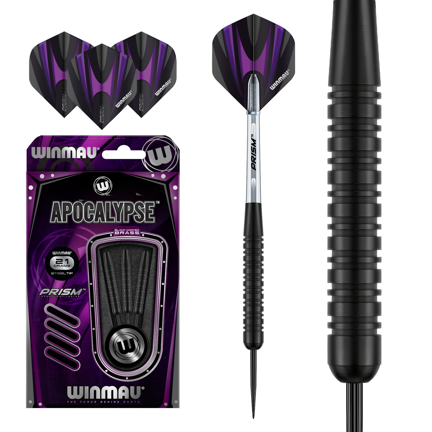 WINMAU - APOCALYPSE BLACK BRASS DARTS - 21 GRAM