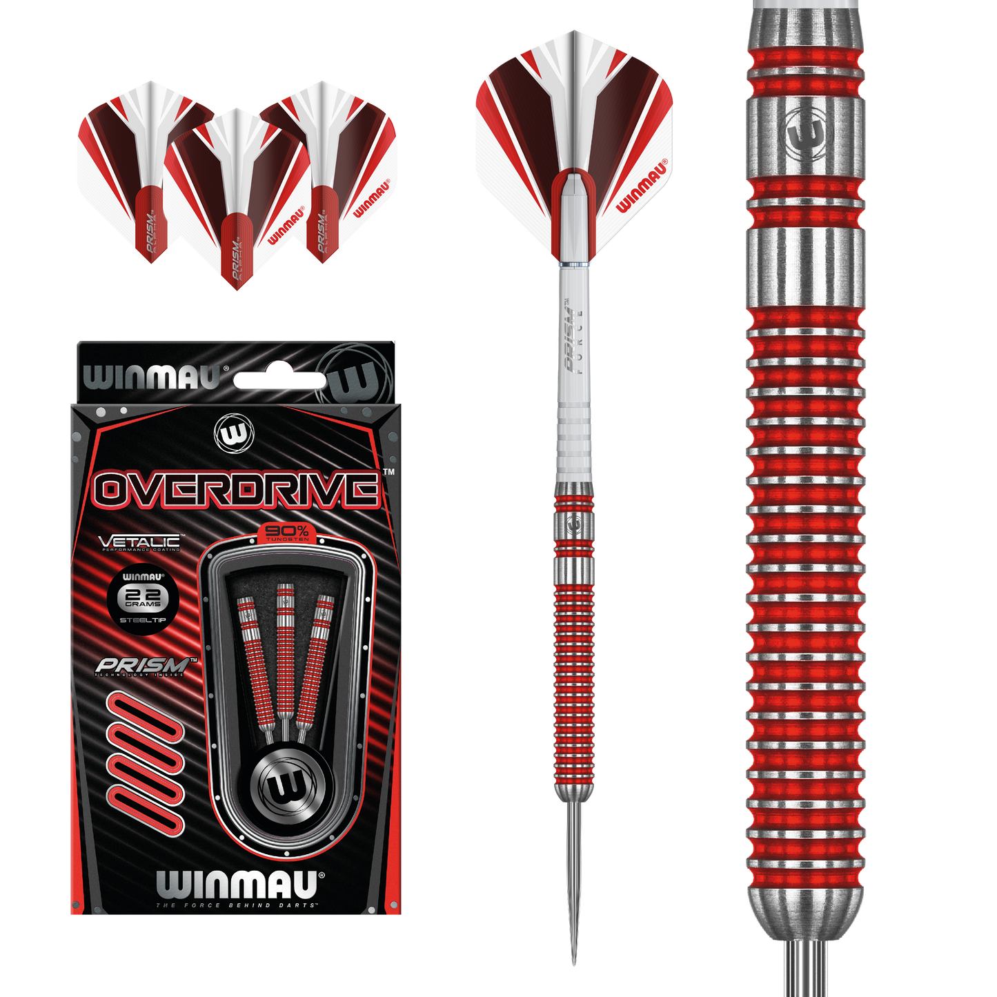WINMAU - OVERDRIVE 90% TUNGSTEN DARTS - 22 GRAMS