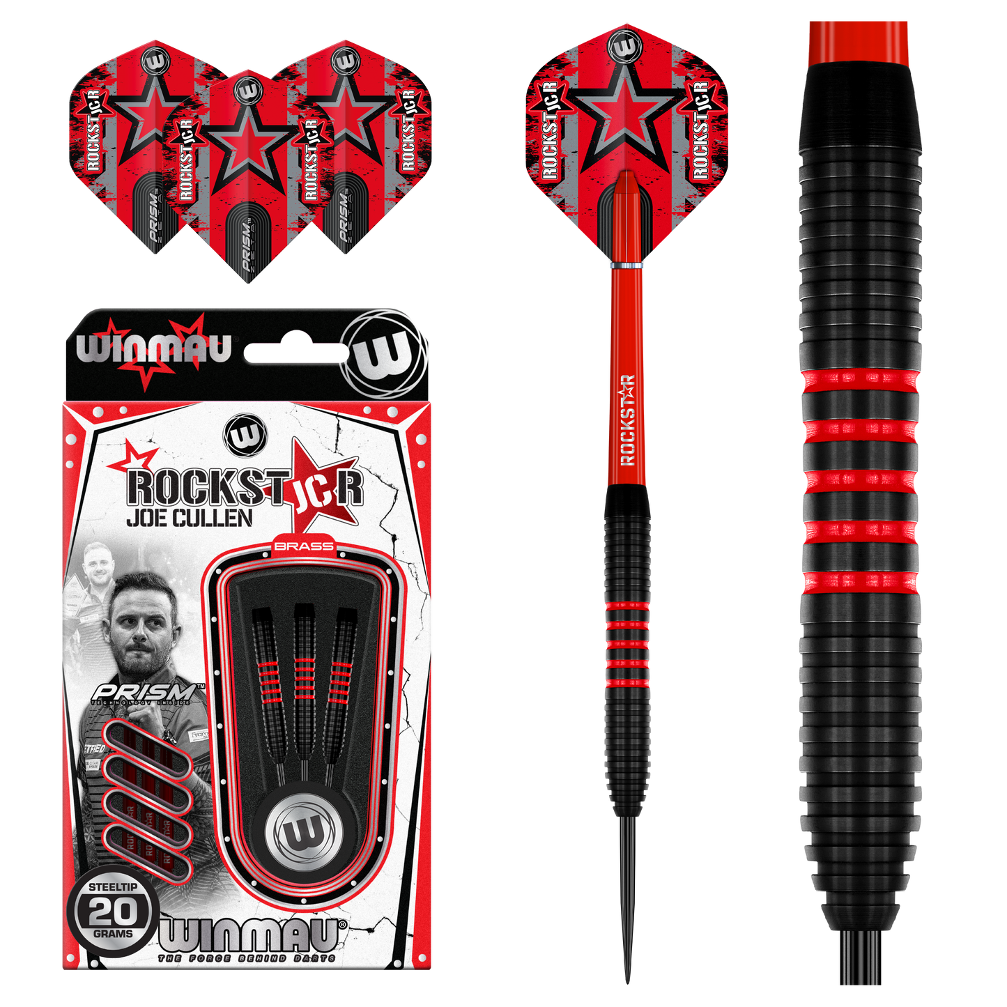 WINMAU - JOE CULLEN BRASS DARTS - BLACK COATED - 20 GRAMS