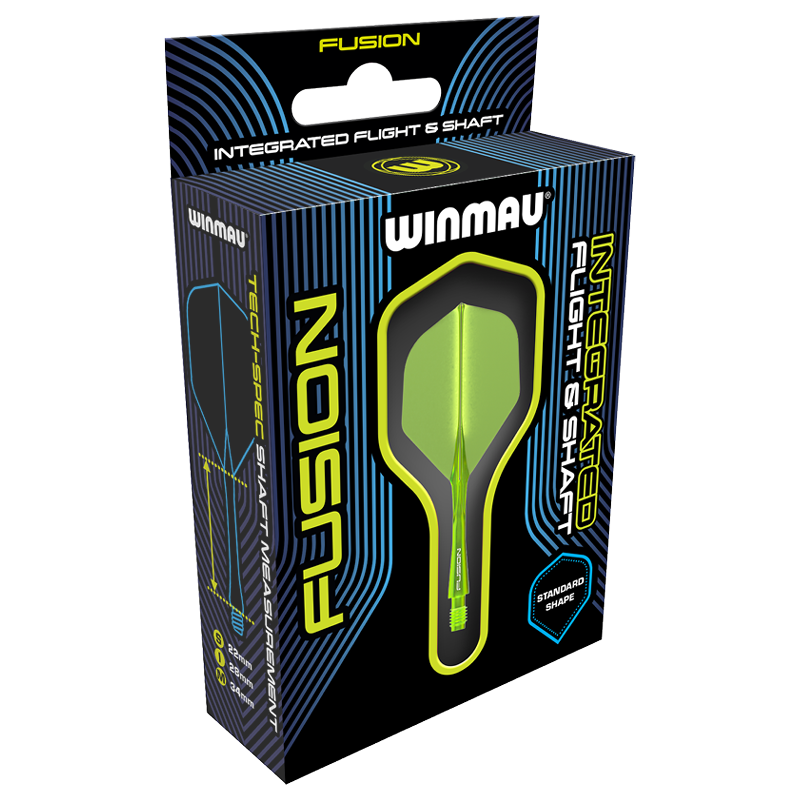 WINMAU - FUSION INTEGRATED FLIGHT & SHAFT - FLURO YELLOW - SHORT - 22MM