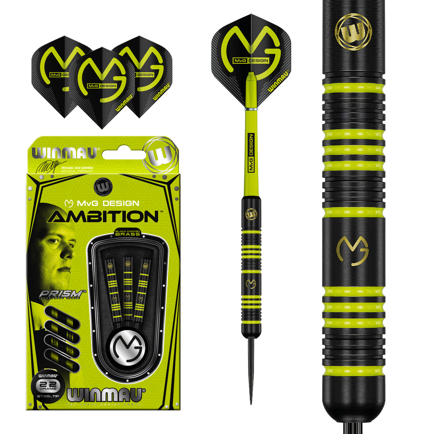 WINMAU - MICHAEL VAN GERWEN - AMBITITION BRASS DART - 22 GRAMS