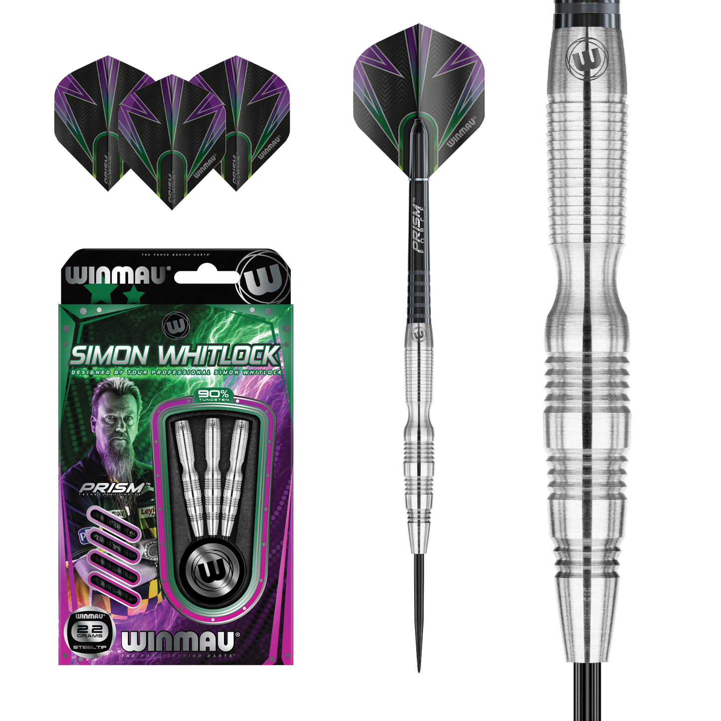 WINMAU - SIMON WHITLOCK - 90% TUNGSTEN ALLOY DARTS - 22 GRAMS