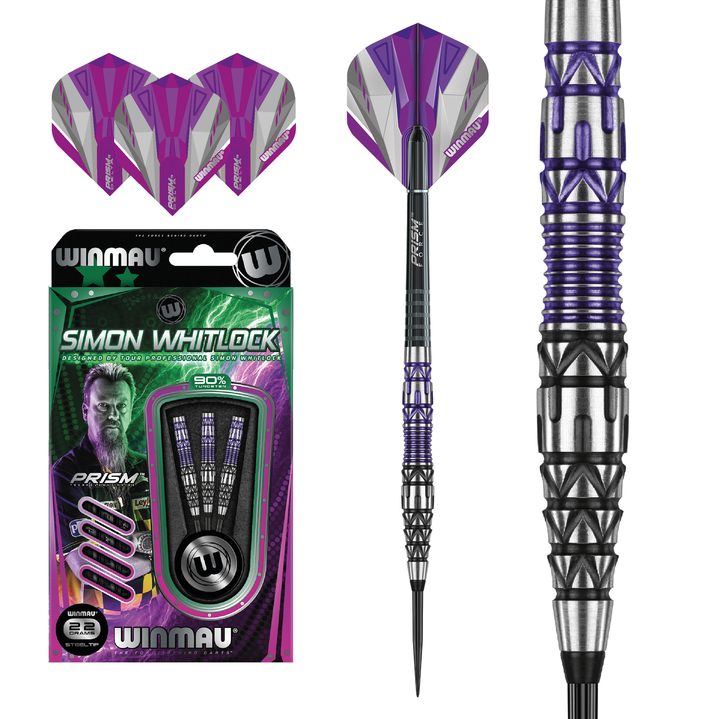 WINMAU - SIMON WHITLOCK - SPECIAL EDITION 90% TUNGSTEN ALLOY DARTS - 22 GRAMS