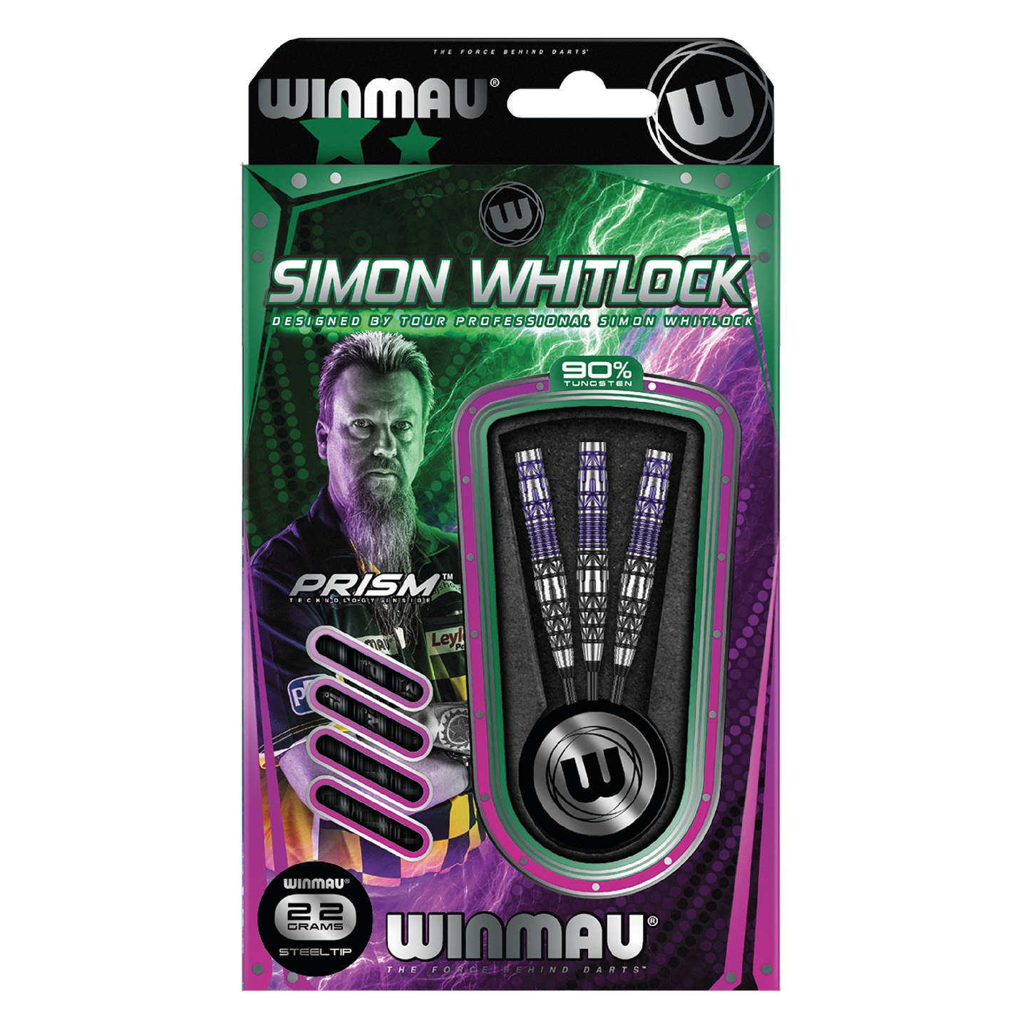 WINMAU - SIMON WHITLOCK - SPECIAL EDITION 90% TUNGSTEN ALLOY DARTS - 22 GRAMS
