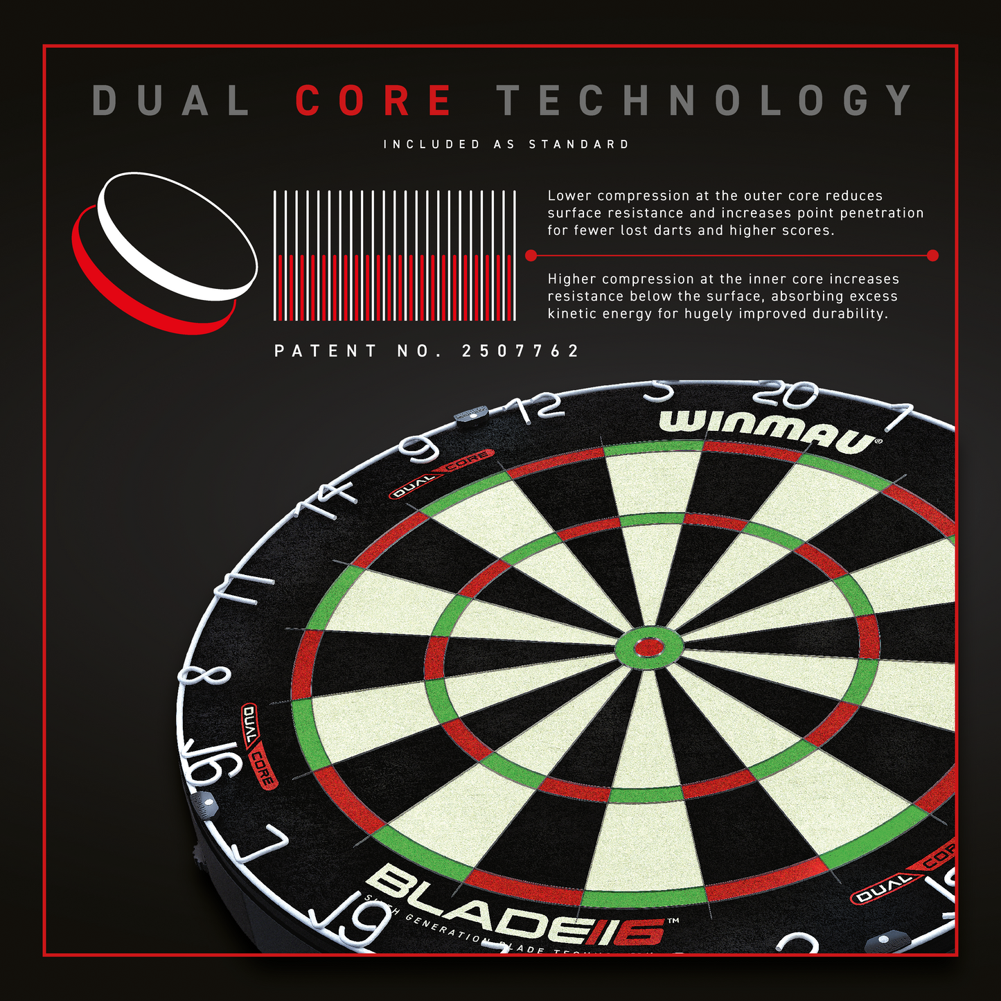 WINMAU - BLADE 6 DUAL CORE LATEST WIRE TECHNOLOGY DARTBOARD