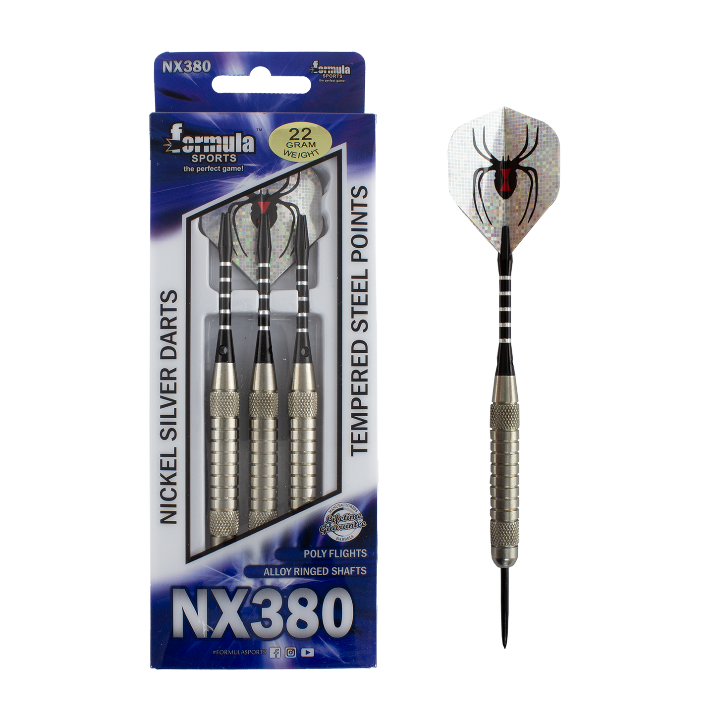 FORMULA SPORTS - NX380 NICKEL SILVER DARTS - 22 GRAMS