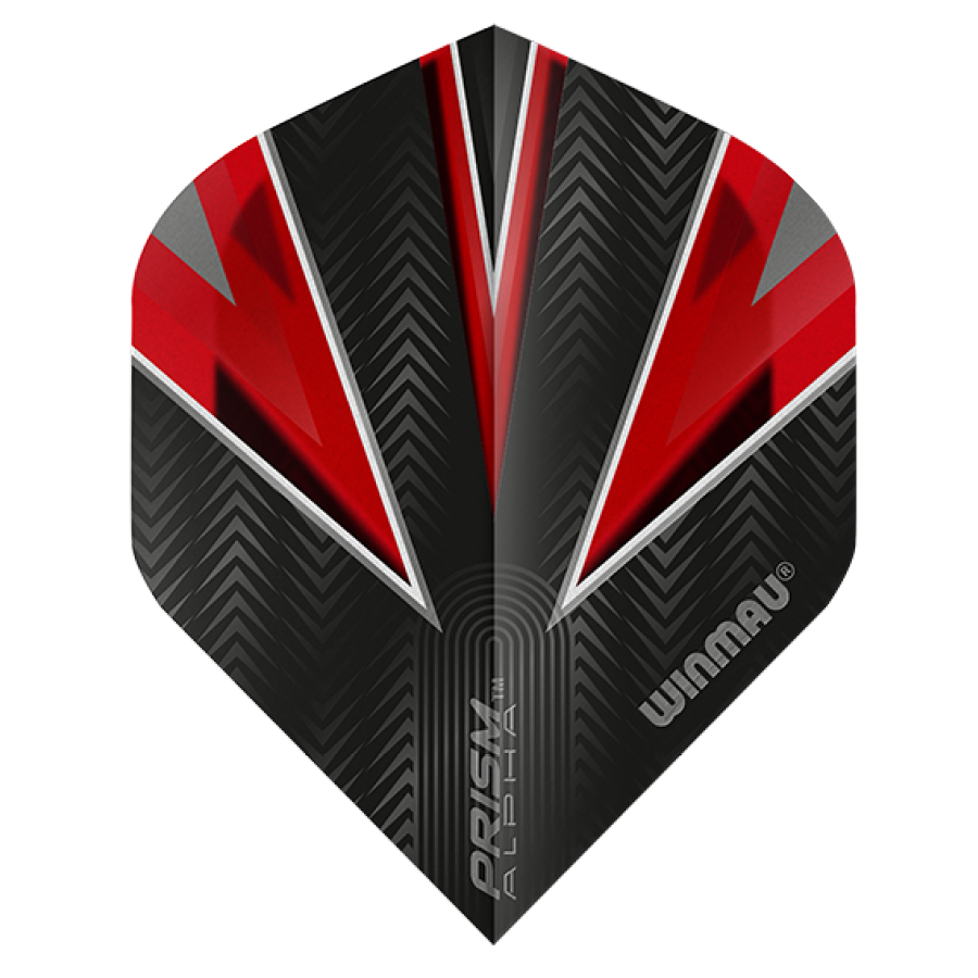 WINMAU - PRISM ALPHA STANDARD FLIGHTS - BLACK, RED & GREY DESIGN - SET OF 3
